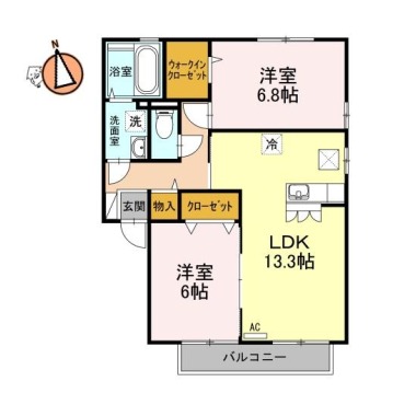 ディアコートK A102の間取り図