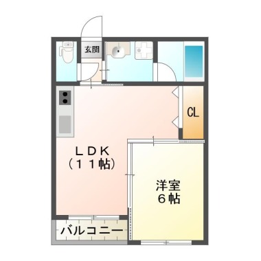 川内町北原 マンション 1LDK 202の間取り図