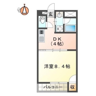 川内町北原 マンション 1DK 205の間取り図