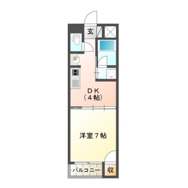 川内町北原 マンション 1DK 210の間取り図