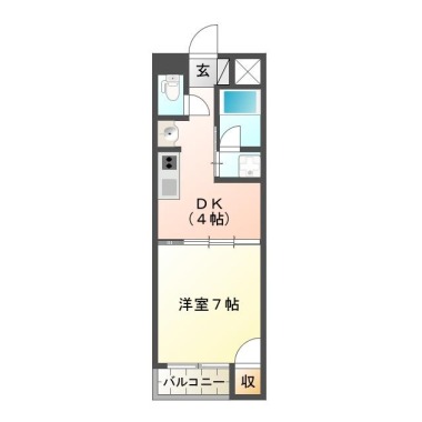 川内町北原 マンション 1DK 212の間取り図