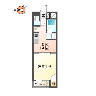 川内町北原 マンション 1DK 308の間取り図