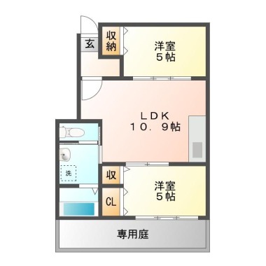 川内町北原 アパート 2LDK 106の間取り図