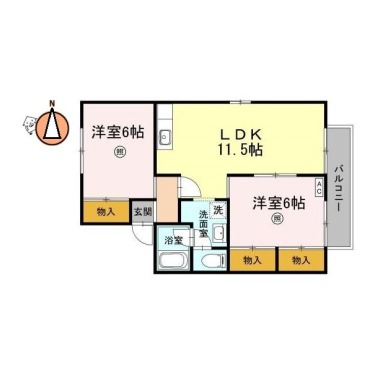 セジュール住吉II 101の間取り図