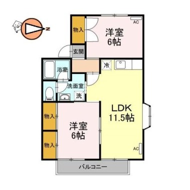 セジュール住吉II 201の間取り図