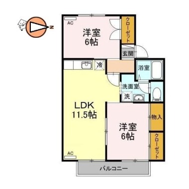 セジュール住吉II 202の間取り図