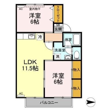 セジュール住吉II 205の間取り図