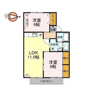 セジュール住吉II 207の間取り図