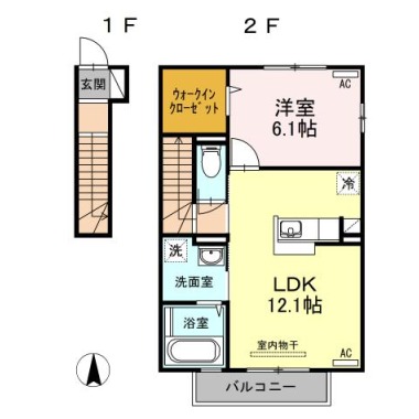 クレストコート 201の間取り図