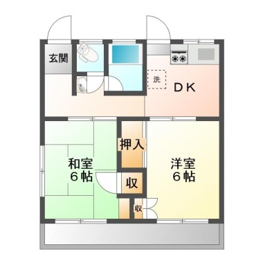 八万町 アパート 2DK 7の間取り図