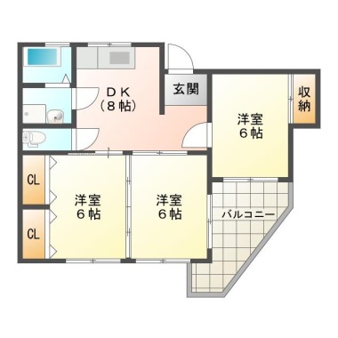 南田宮 マンション 3DK 202の間取り図