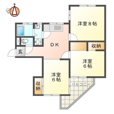 南田宮 マンション 3DK 203の間取り図