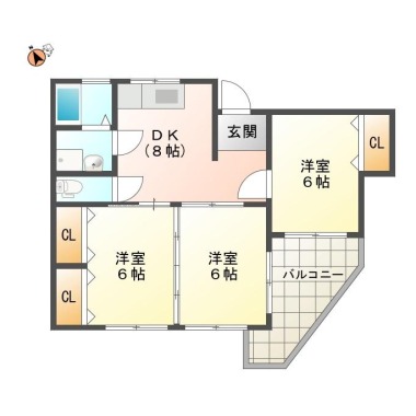 南田宮 マンション 3DK 305の間取り図