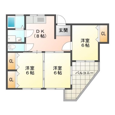 南田宮 マンション 3DK 403の間取り図