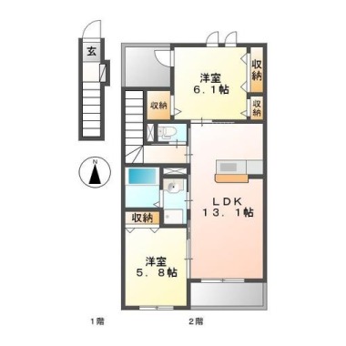 イマジン春日 206の間取り図