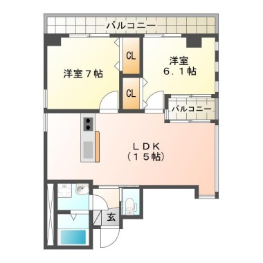 北島田町 マンション 2LDK 201の間取り図