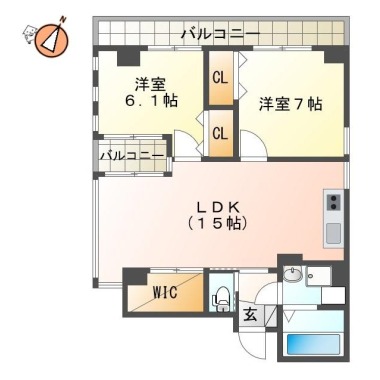 北島田町 マンション 2LDK 202の間取り図