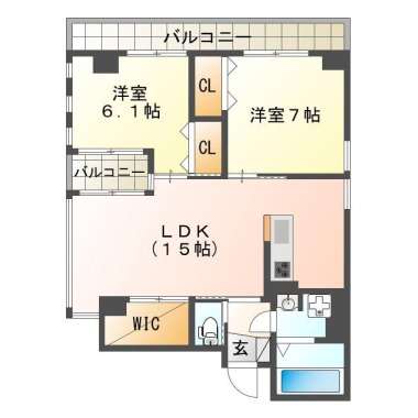 北島田町 マンション 2LDK 302の間取り図