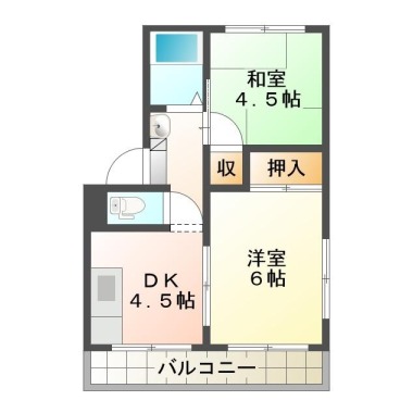北島田町 アパート 2DK 201の間取り図