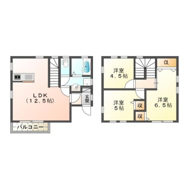 南佐古五番町 一戸建て 3LDK 西の間取り図