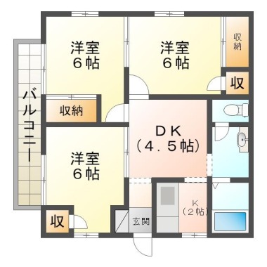 コスモ福万B棟 111の間取り図