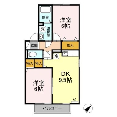 クウラージュ D棟 201の間取り図