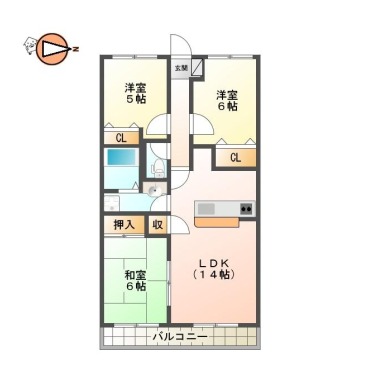 北矢三町 マンション 3LDK 203の間取り図