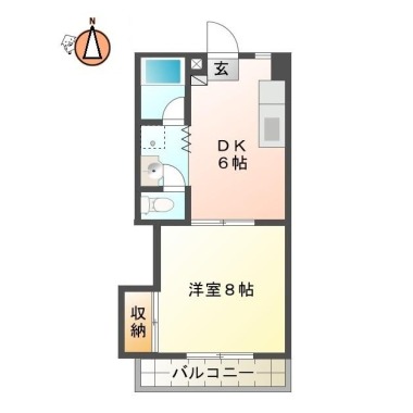 北田宮 アパート 1DK 215の間取り図