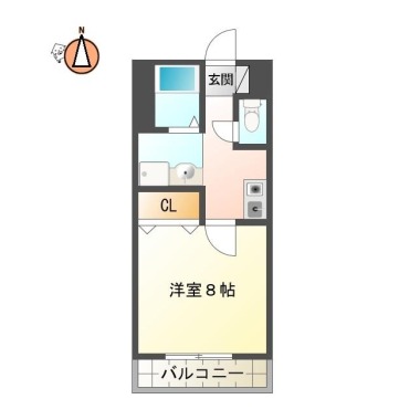 沖浜町 マンション 1K 102の間取り図