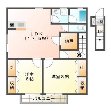 沖浜町 アパート 2LDK Bの間取り図