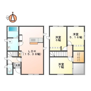 フィットセル蔵本 Dの間取り図