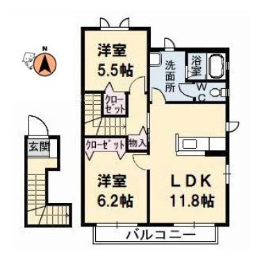 ハイネス国府B棟 205の間取り図