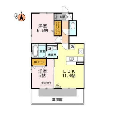 メルベーユ MT C棟 105の間取り図