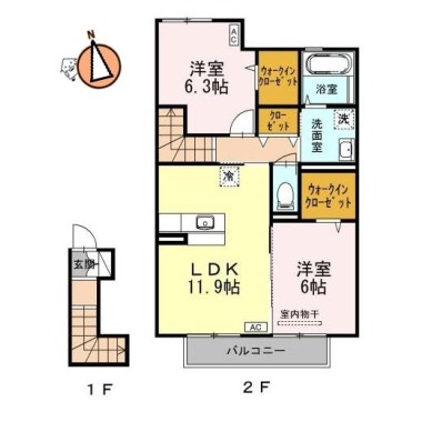 メルベーユ MT C棟 203の間取り図