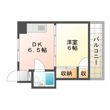 中通町 マンション 1DK 203の間取り図