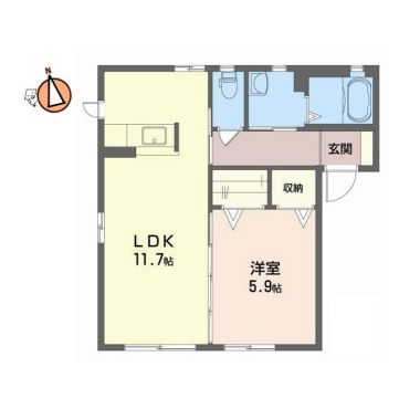 クラヴィエ南昭和 B棟 103の間取り図
