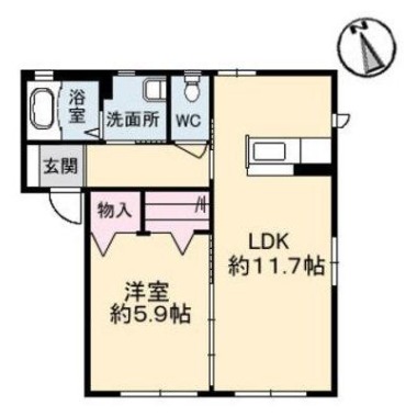 クラヴィエ南昭和 B棟 105の間取り図