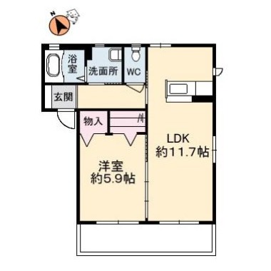 クラヴィエ南昭和 B棟 205の間取り図