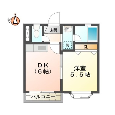 沖浜東 マンション 1DK 306の間取り図