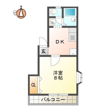 沖浜 マンション 1DK 101の間取り図