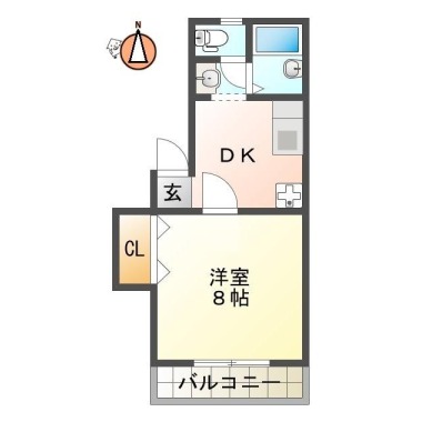 沖浜 マンション 1DK 203の間取り図