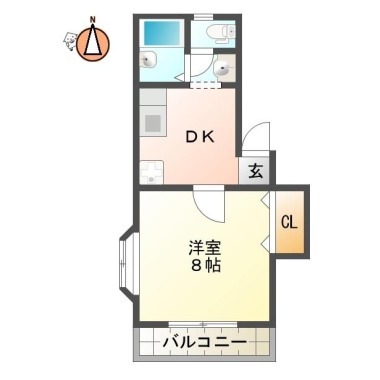 沖浜 マンション 1DK 204の間取り図