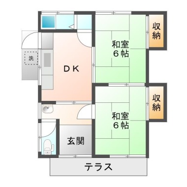 八万町内浜 一戸建て 2DK Wの間取り図