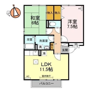 ファミール三軒屋 A101の間取り図