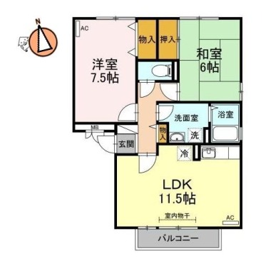 ファミール三軒屋 A302の間取り図