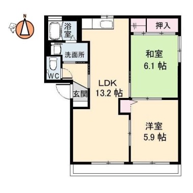 シャーメゾンラヴィB棟 202の間取り図