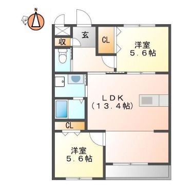 ピース・エルヴィータA棟 101の間取り図