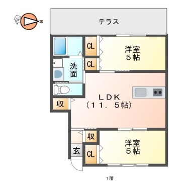 ピース・エルヴィータA棟 102の間取り図