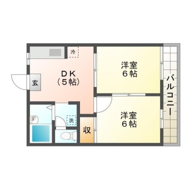 上助任町 アパート 2DK 101の間取り図