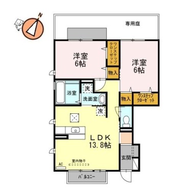 ルーエ II101の間取り図